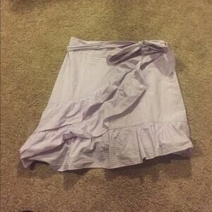 Parker Lavender & White Pinstripe Ruffled Wrap Skirt